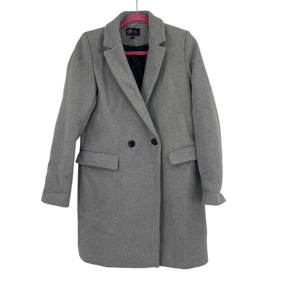Zara Womens Small Gray Coat Double Breast Long Old Money Preppy Trench Coat - Picture 1 of 12